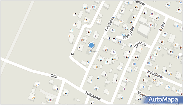 Tychy, Piaskowa, 7a, mapa Tychów