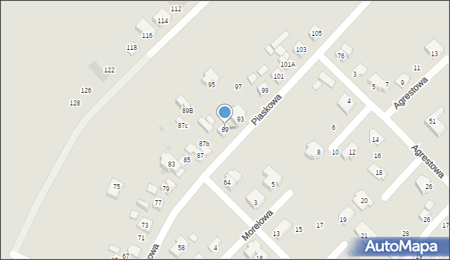 Tychy, Piaskowa, 89, mapa Tychów