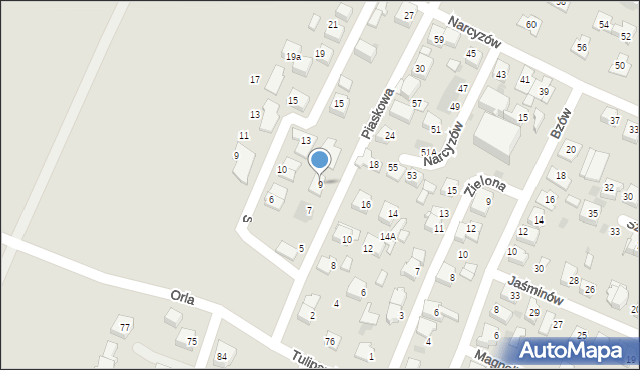 Tychy, Piaskowa, 9, mapa Tychów