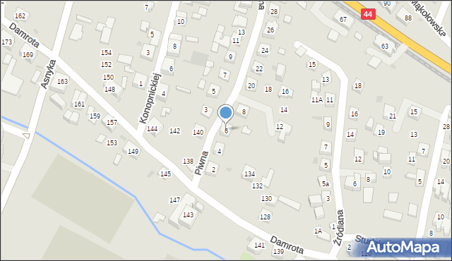 Tychy, Piwna, 6, mapa Tychów