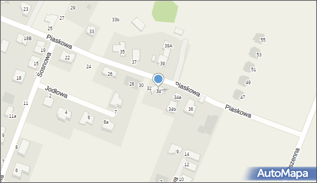 Tyniec Mały, Piaskowa, 34, mapa Tyniec Mały