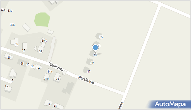 Tyniec Mały, Piaskowa, 51, mapa Tyniec Mały