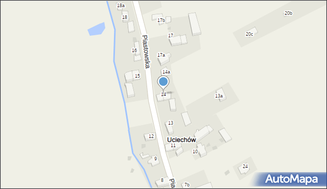 Uciechów, Piastowska, 14, mapa Uciechów
