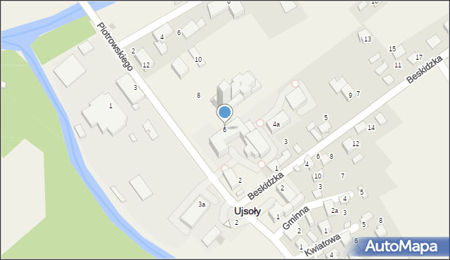 Ujsoły, Piotrowskiego, ks. prał., 6, mapa Ujsoły