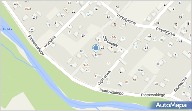 Ujsoły, Piotrowskiego, ks. prał., 94, mapa Ujsoły