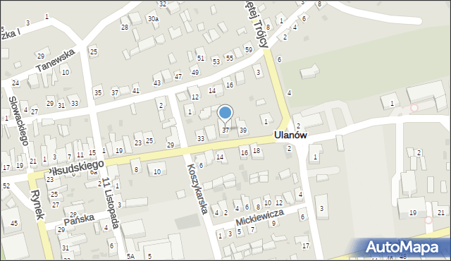 Ulanów, Piłsudskiego Józefa, marsz., 37, mapa Ulanów
