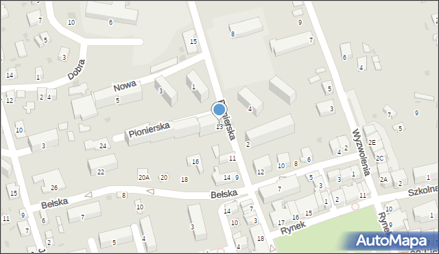 Ustrzyki Dolne, Pionierska, 13, mapa Ustrzyki Dolne