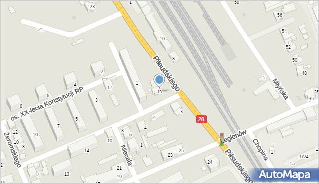 Wadowice, Piłsudskiego Józefa, marsz., 13, mapa Wadowice