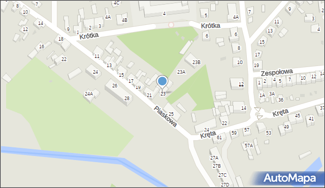 Wągrowiec, Piaskowa, 23, mapa Wągrowiec