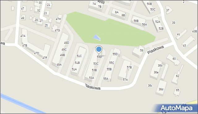 Wągrowiec, Piaskowa, 53D, mapa Wągrowiec
