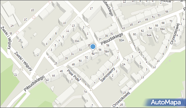 Wałbrzych, Piłsudskiego Józefa, marsz., 54, mapa Wałbrzycha