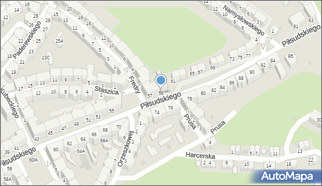 Wałbrzych, Piłsudskiego Józefa, marsz., 59, mapa Wałbrzycha