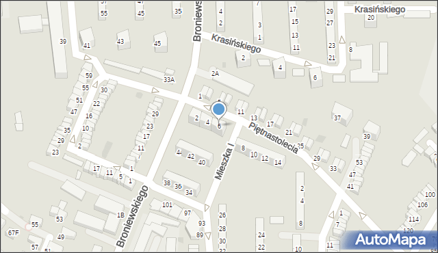 Wałbrzych, Piętnastolecia, 6, mapa Wałbrzycha