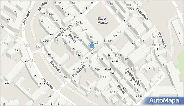 Warszawa, Piwna, 32, mapa Warszawy