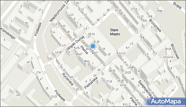 Warszawa, Piwna, 40, mapa Warszawy