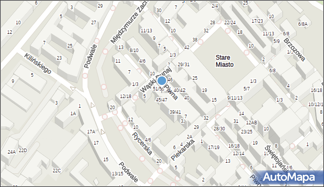 Warszawa, Piwna, 49, mapa Warszawy