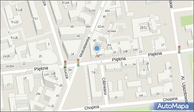 Warszawa, Piękna, 16B, mapa Warszawy