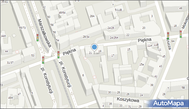 Warszawa, Piękna, 19p, mapa Warszawy