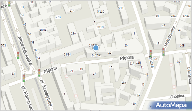 Warszawa, Piękna, 24/26A, mapa Warszawy