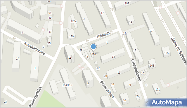 Warszawa, Piwarskiego Jana Feliksa, 26a, mapa Warszawy