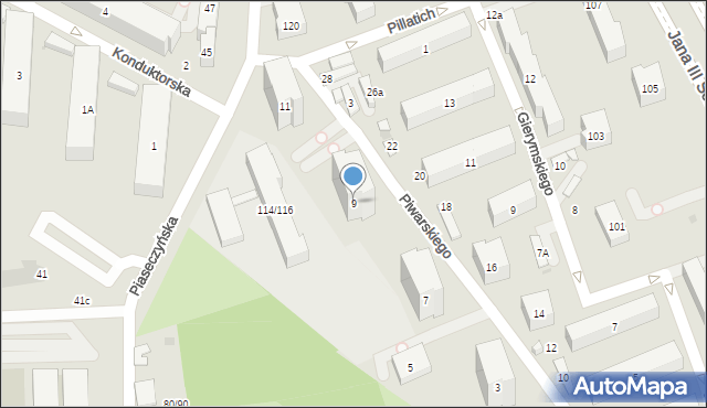 Warszawa, Piwarskiego Jana Feliksa, 9, mapa Warszawy