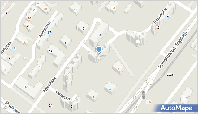 Warszawa, Pirenejska, 1, mapa Warszawy