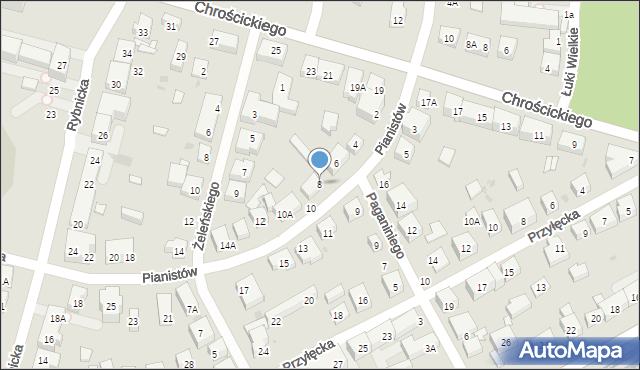 Warszawa, Pianistów, 8, mapa Warszawy