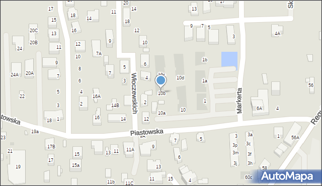 Warszawa, Piastowska, 10b, mapa Warszawy