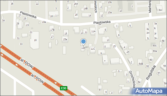 Warszawa, Piastowska, 11b, mapa Warszawy