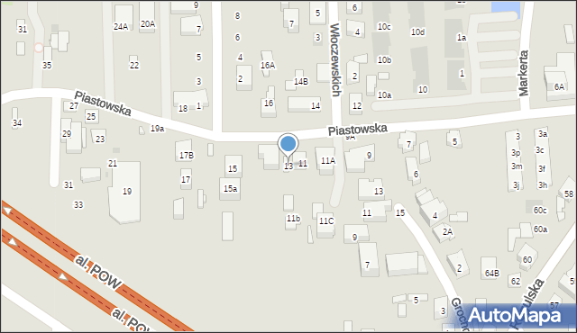 Warszawa, Piastowska, 13, mapa Warszawy