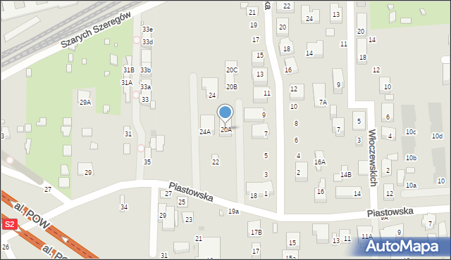 Warszawa, Piastowska, 20A, mapa Warszawy