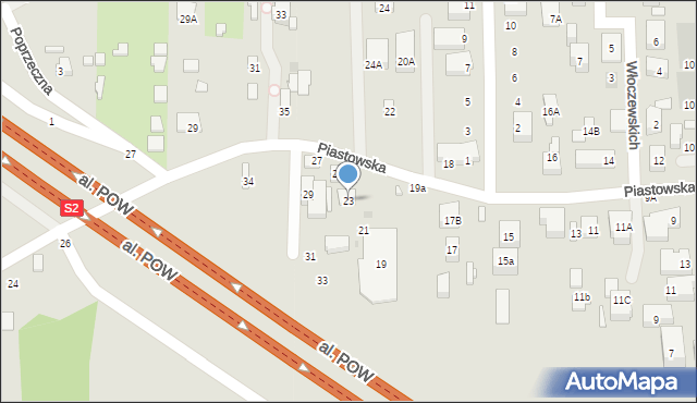 Warszawa, Piastowska, 23, mapa Warszawy