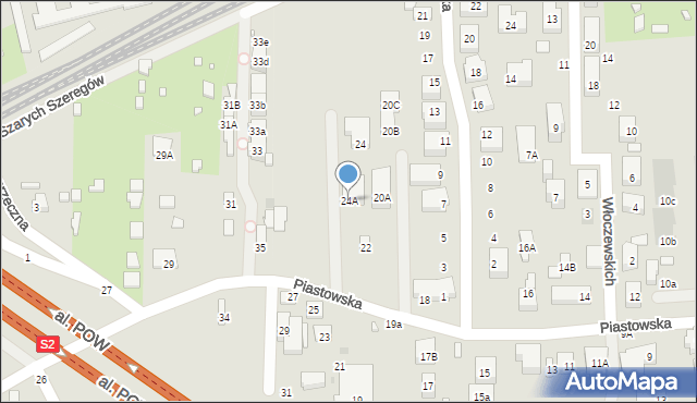 Warszawa, Piastowska, 24A, mapa Warszawy