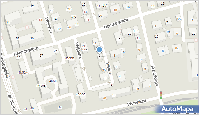 Warszawa, Pilicka, 5, mapa Warszawy