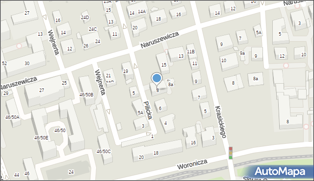 Warszawa, Pilicka, 8, mapa Warszawy