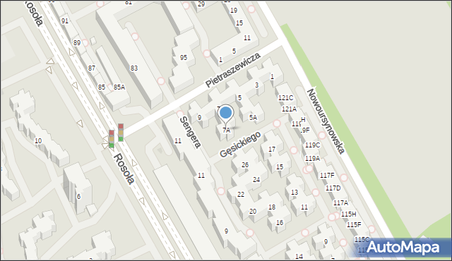 Warszawa, Pietraszewicza Bronisława, 7A, mapa Warszawy