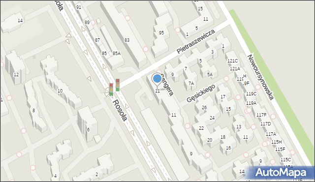 Warszawa, Pietraszewicza-Lota Bronisława, 11, mapa Warszawy