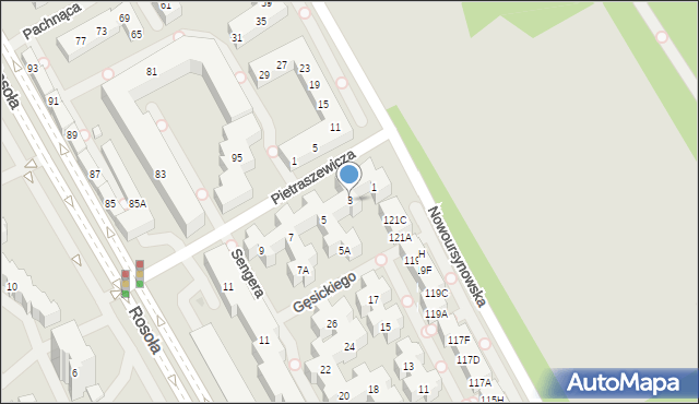 Warszawa, Pietraszewicza-Lota Bronisława, 3, mapa Warszawy