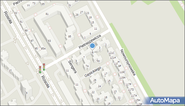 Warszawa, Pietraszewicza-Lota Bronisława, 5, mapa Warszawy