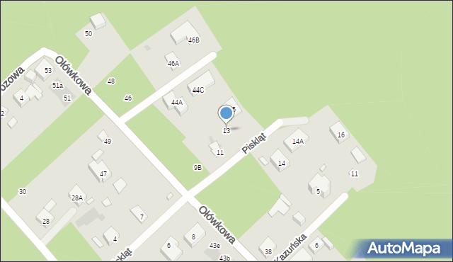 Warszawa, Piskląt, 13, mapa Warszawy