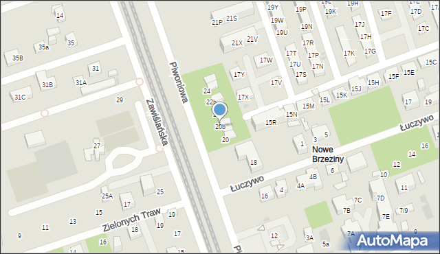 Warszawa, Piwoniowa, 20b, mapa Warszawy