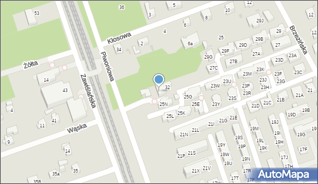 Warszawa, Piwoniowa, 32a, mapa Warszawy