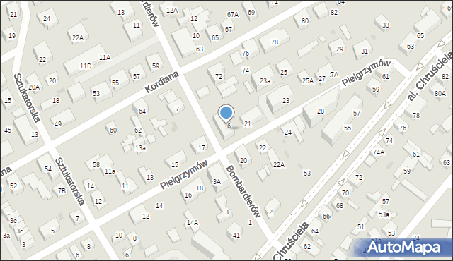 Warszawa, Pielgrzymów, 19, mapa Warszawy