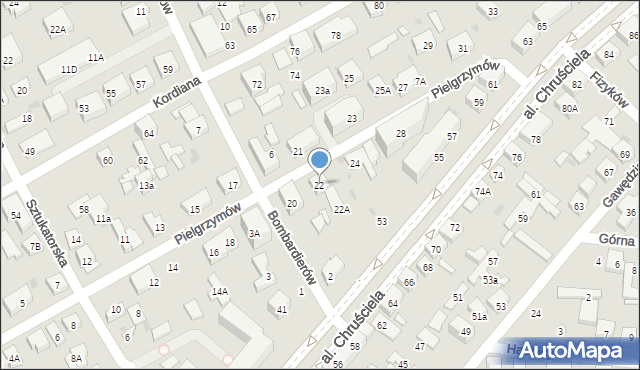Warszawa, Pielgrzymów, 22, mapa Warszawy