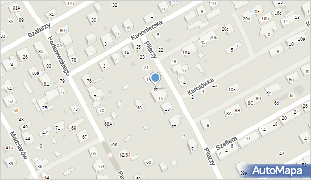 Warszawa, Pilarzy, 17, mapa Warszawy