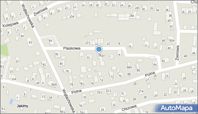 Wasilków, Piaskowa, 9A, mapa Wasilków