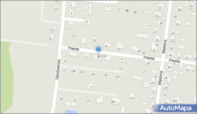 Wasilków, Piasta, 15, mapa Wasilków