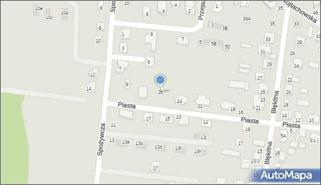 Wasilków, Piasta, 26, mapa Wasilków