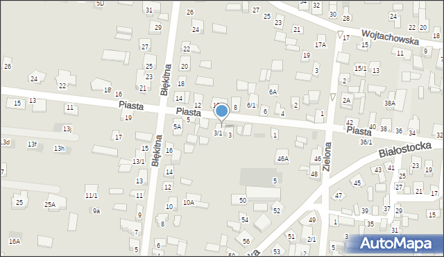 Wasilków, Piasta, 3A, mapa Wasilków