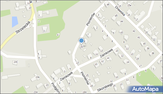 Węgorzyno, Pionierów, 11, mapa Węgorzyno